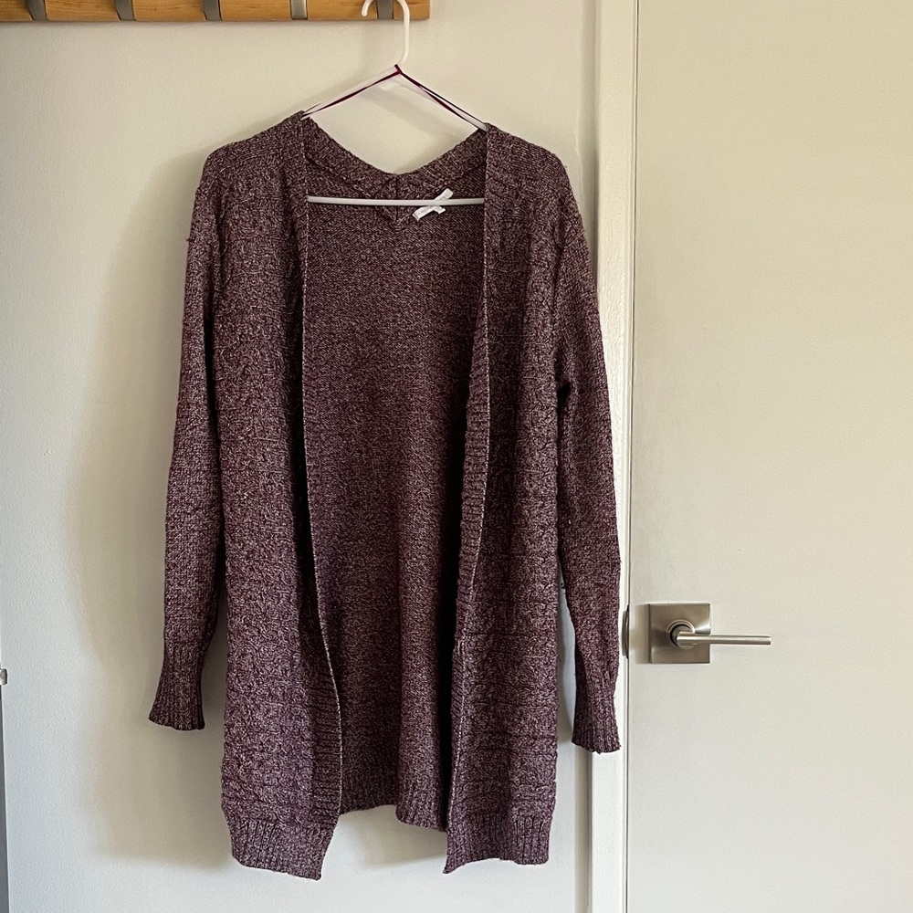 Linda Matthews Purple Open Front Cardigan Sweater Women's Size Medium M